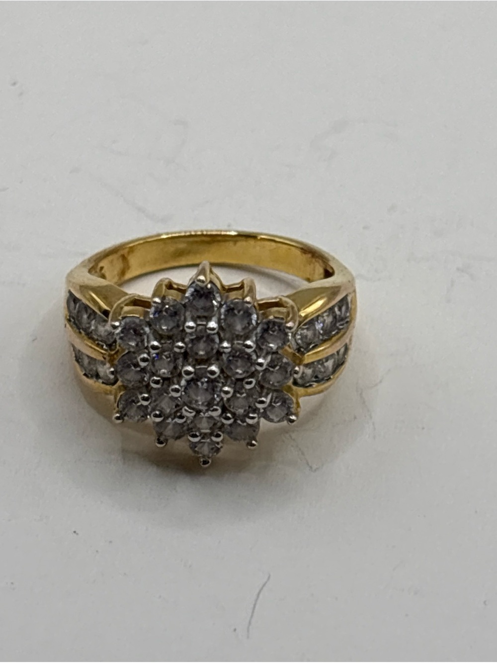 Round Lab-Created Diamond Cluster CZ Engagement Ring 925 Silver Size 8